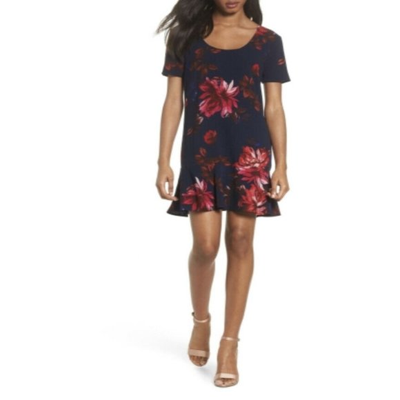 Charles Henry Nordstrom Floral Shift Dress Navy S - Picture 2 of 10